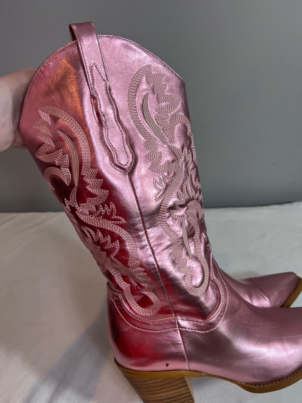 Barbie pink metallic pull cowgirl boots size 9 - Picture 5 of 8